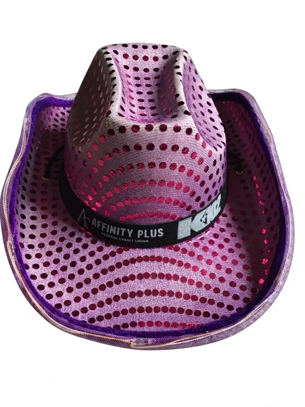 Light Up Cowboy Hat Purple Velvet Bling LED Sequin Festival Party Club NWOT